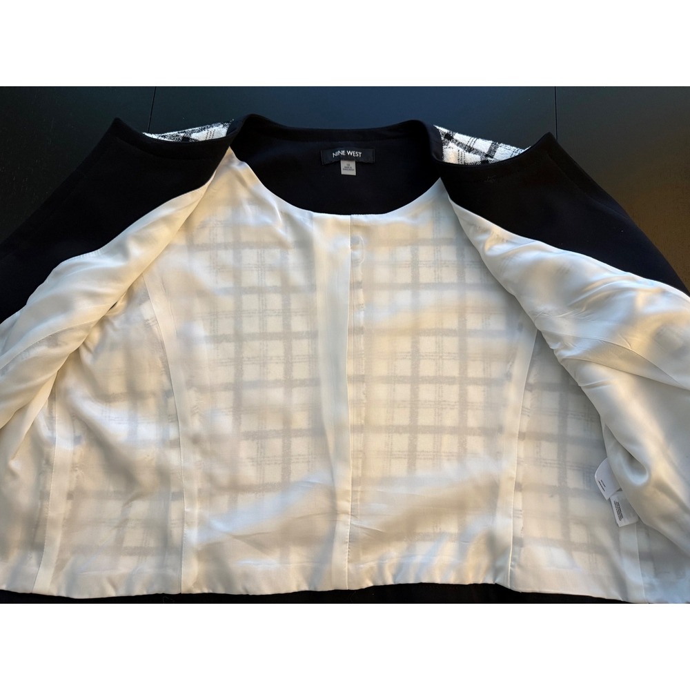 Nine West Open Front Blazer Women's Size 16 Black/White Business Casual Career - Picture 8 of 13